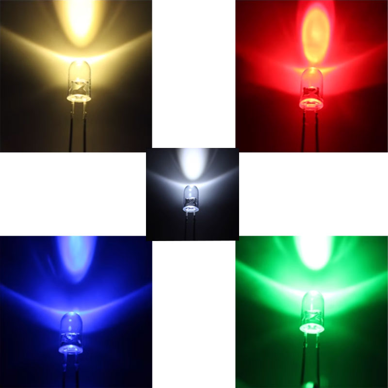 100 PZ 3mm 5mm F3 F5 LED Rotondo Ultra Luminoso Bianco Verde Giallo Blu Bianco Rosso Diodo Emettitore di Luce Per Kit Fai Da Te