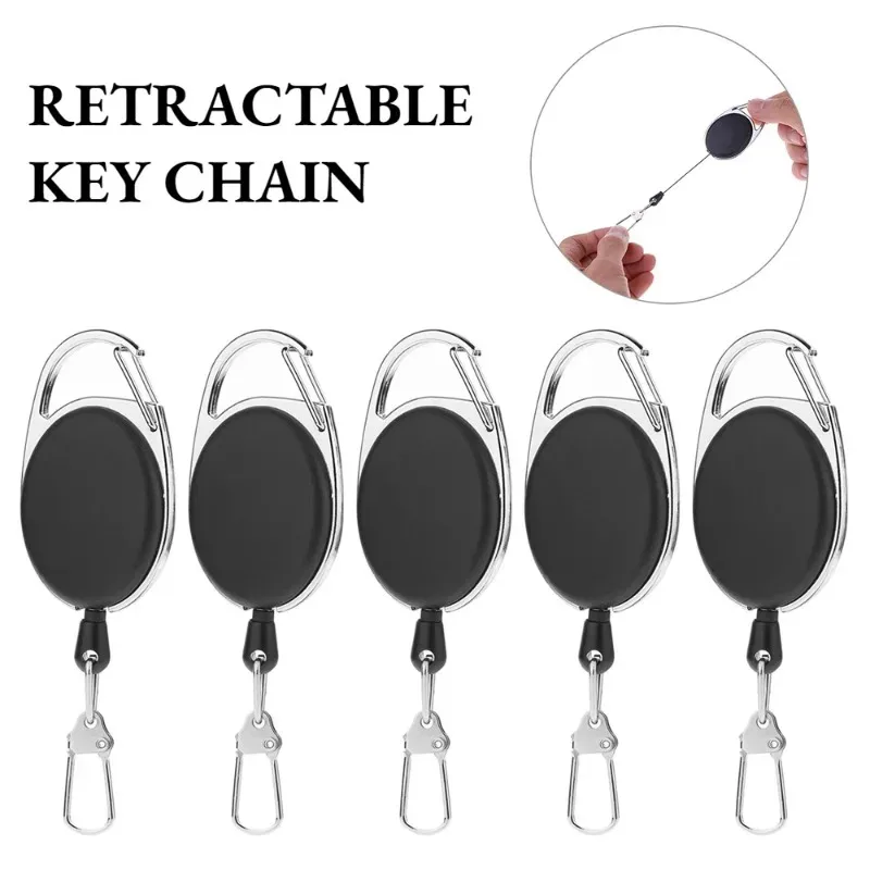 Llavero retráctil para insignia, soporte para tarjeta de identificación, tarjetero, mochila, cordón, hebilla para senderismo, llavero, herramienta retráctil