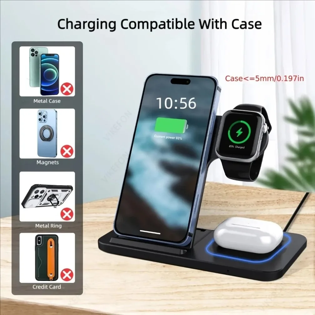 3-in-1 30 W faltbare kabellose Ladestation für iPhone 16 15 14 13 12 Pro Max iWatch Ultra Airpods Pro Schnellladestation Dock