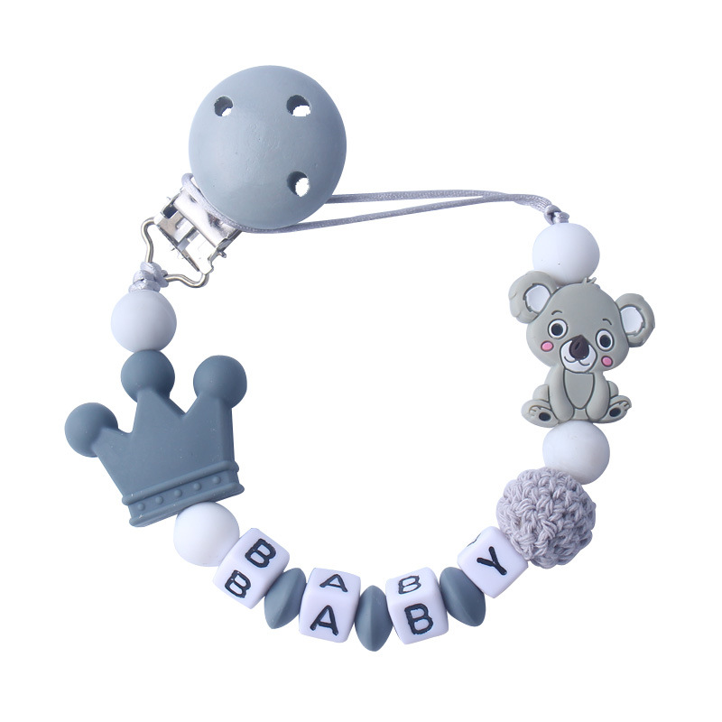 Cá Tính Tên Cho Em Bé Kẹp Koala Núm Vú Giả Dây Xích Giữ Cho Bé Mọc Răng Đậu Nành Nhai Đồ Chơi Giả Kẹp
