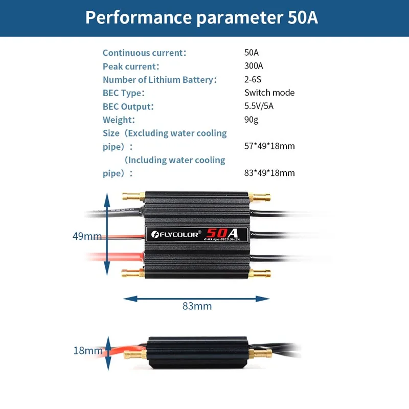 Original Flycolor 50A 70A 90A 120A 150A Brushless ESC Speed Controller Progaming การ์ด 2-6S Lipo BEC 5.5 V/5A สําหรับ RC เรือ