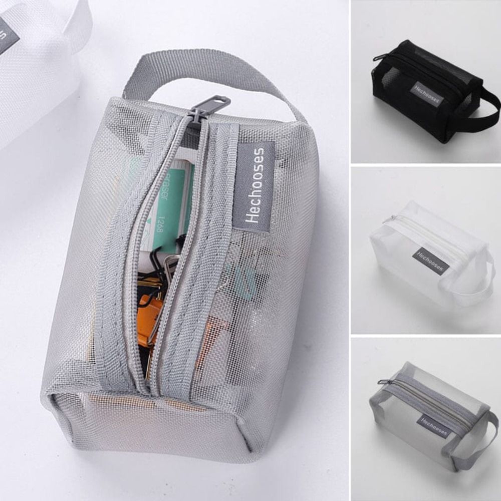 Bolsa de almacenamiento de malla cuadrada portátil, bolsa de llaves ligera y transpirable, gran capacidad, Mini monedero con cremallera