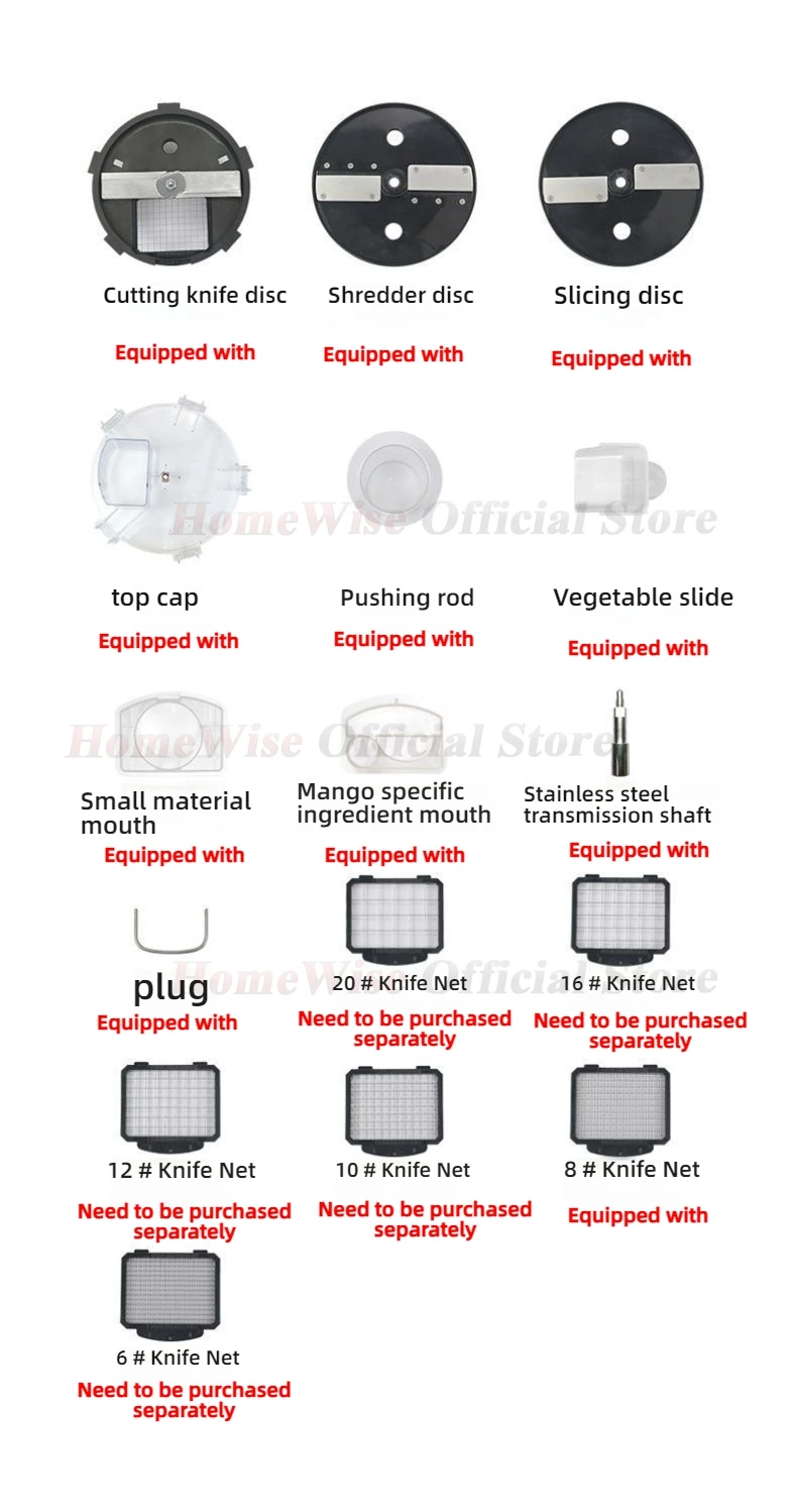 HomeWare Multifunctional Vegetable Cutter Fruit Cutting Maker Cube Cutting Shredding Slicing large-caliber inlet Food processor