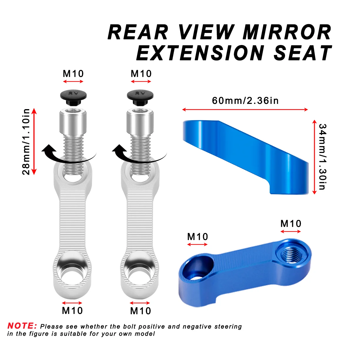 Motorcycle Rearview Mirrors Extension Riser Extend Adapter Mirror Extender Adapters Riser Supplies Rear View Base Mirrors
