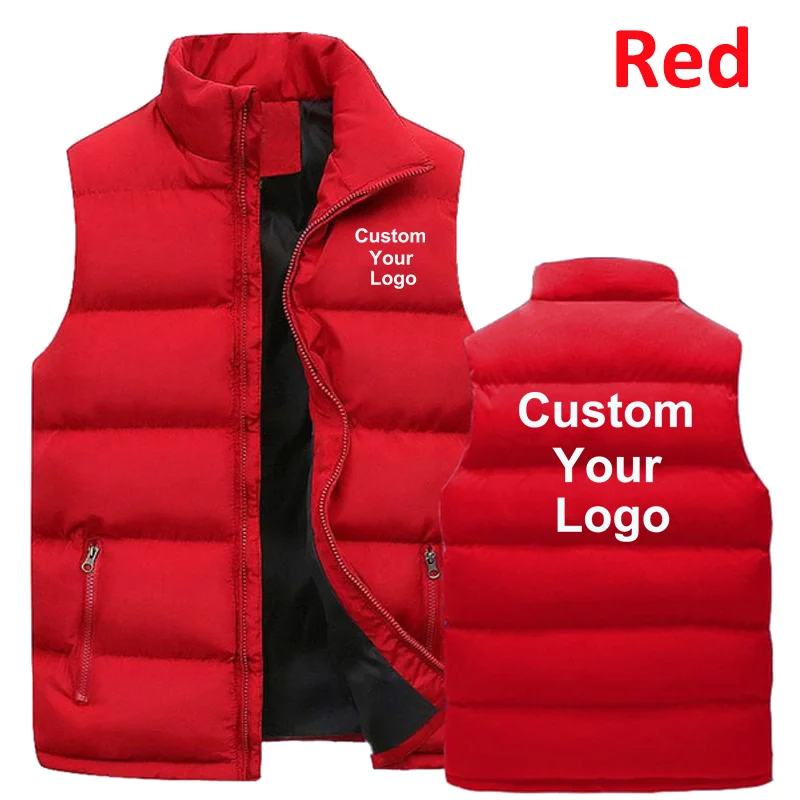 Colete quente com zíper personalizado com seu logotipo masculino casual esportivo gola sem mangas jaqueta de inverno
