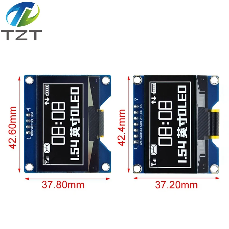 TZT 1 Chiếc 1.54 Inch 7PIN Trắng Xanh Màn Hình OLED Mô Đun SSD1309 Ổ IC Tương Thích Cho SSD1306 Giao Diện SPI 128*64