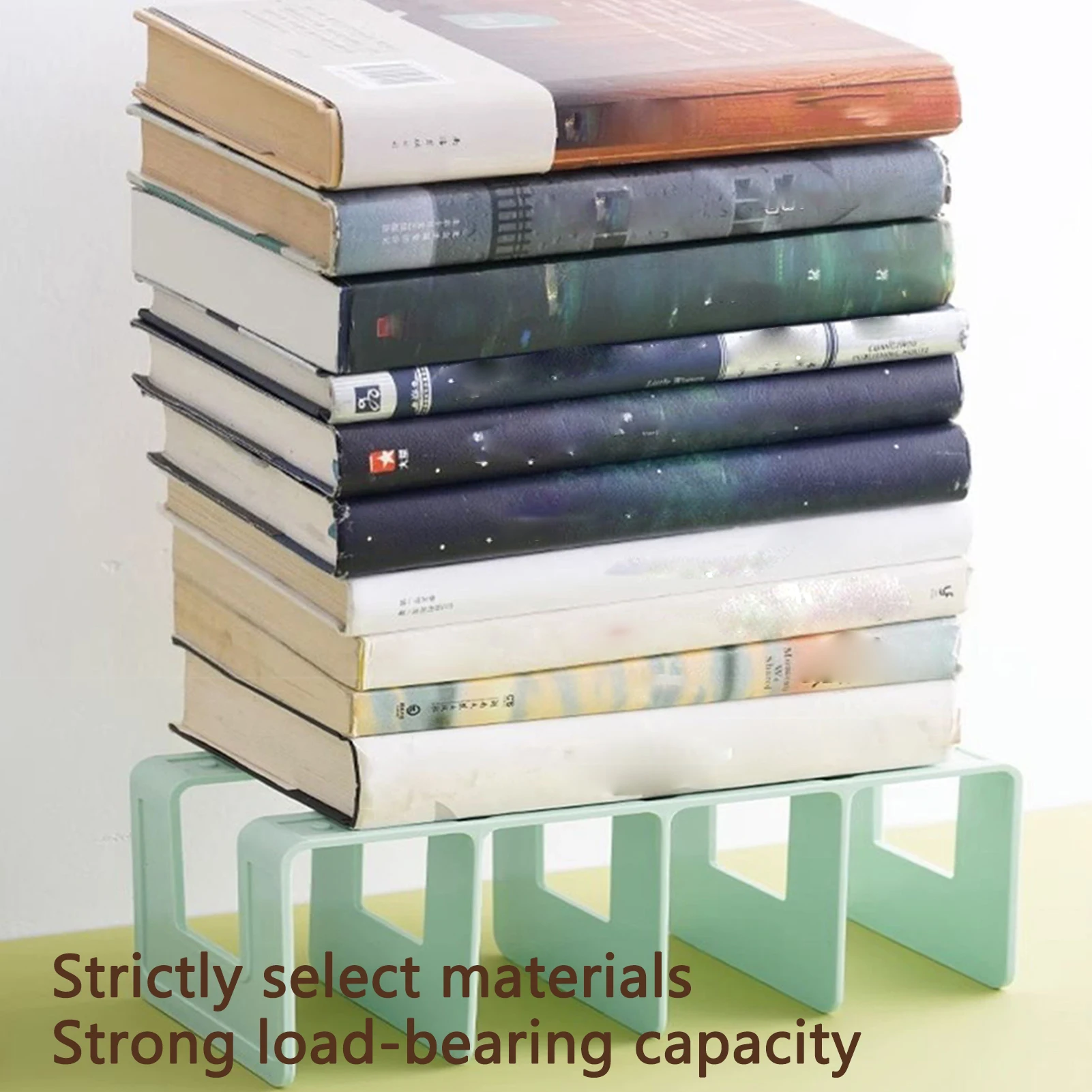 ABS Bookends Stand Bookshelf Divider Book Paper Files Storage Rack 4 Compartments Rack Book Organizer for Home Office Classroom