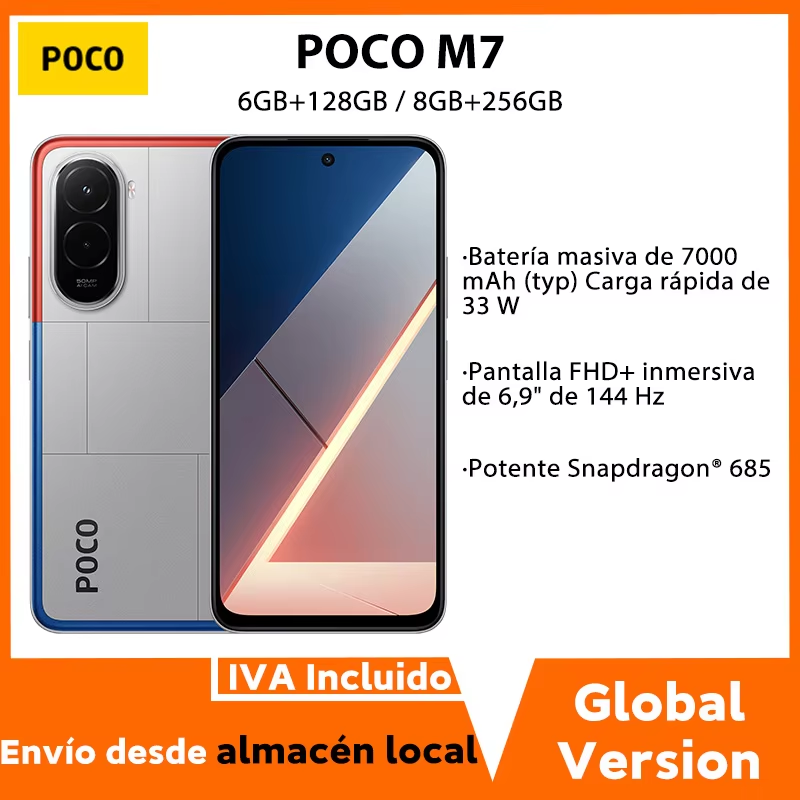 【Estreno mundial】POCO M7 versión Global Smartphone Snapdragon 685 7000mAh batería inmersiva 6,9 "FHD + pantalla NFC 33W carga