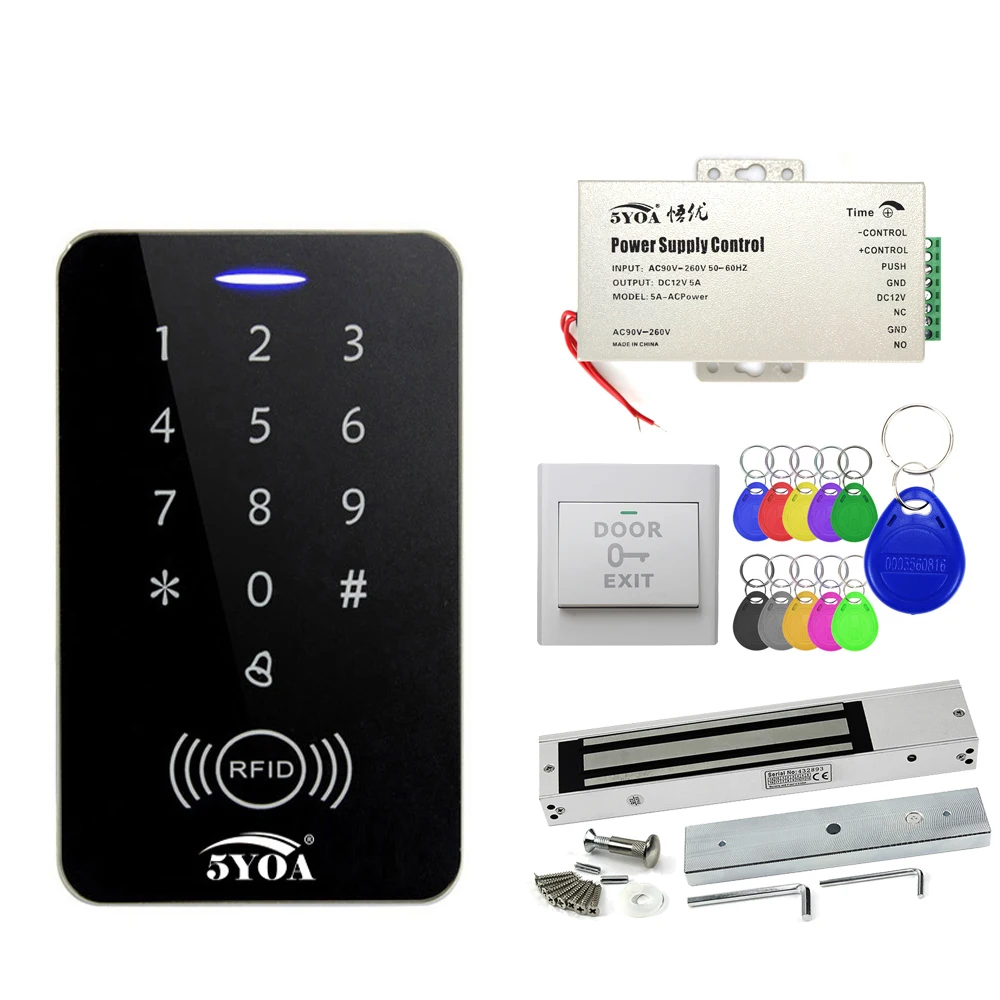 Sistema de Control de acceso 5YOA, abridor de puerta electrónico seguro, conjunto Digital de garaje para el hogar, Kit de cerradura de puerta inteligente RFID magnético eléctrico