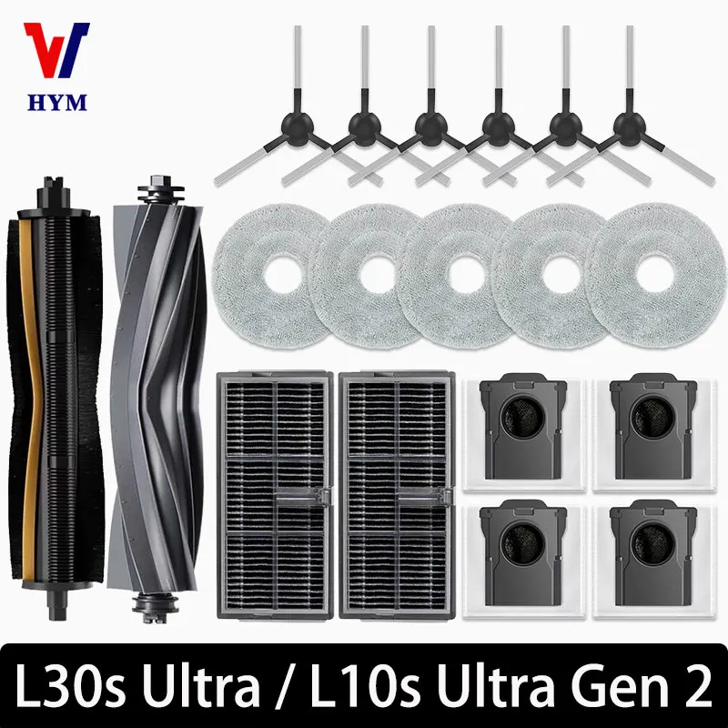 Para Dreame L10s Ultra Gen 2,Dreame L30s Ultra repuestos rodillo principal Cepillo Lateral filtro Hepa paño de mopa bolsa de polvo Accesorios