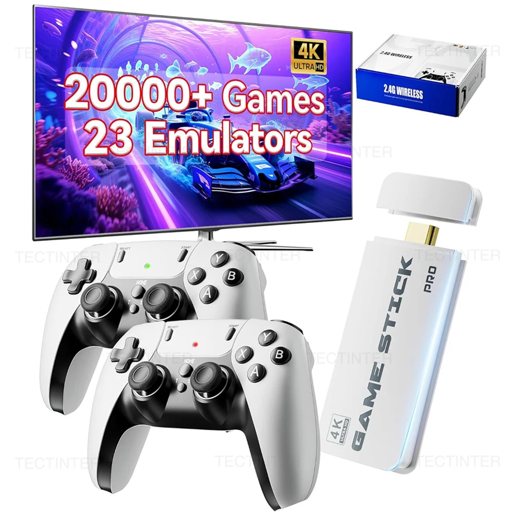 Console per videogiochi M15 4K TV Game Stick 64G 20000 giochi integrati Lettore di giochi portatile retrò con controller per gamepad wireless