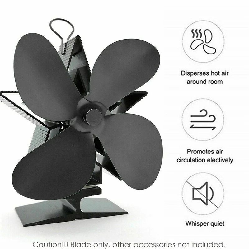 Aspas de ventilador de estufa alimentadas por calor, solo flujo de aire, distribución de calor de 4 aspas, quemadores de leña de Gas, piezas de chimenea