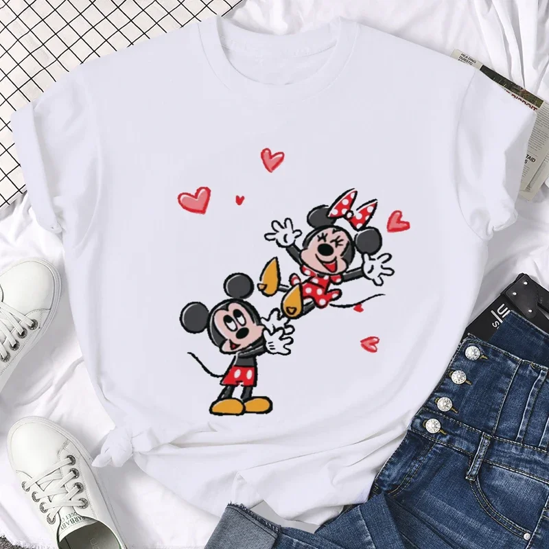 Kaus Pasangan Mickey Minnie Lucu Uniseks Pria Wanita Kaus Lucu Uniseks Kaus Kasual Musim Panas Kaus Atasan Grafis Pria Wanita