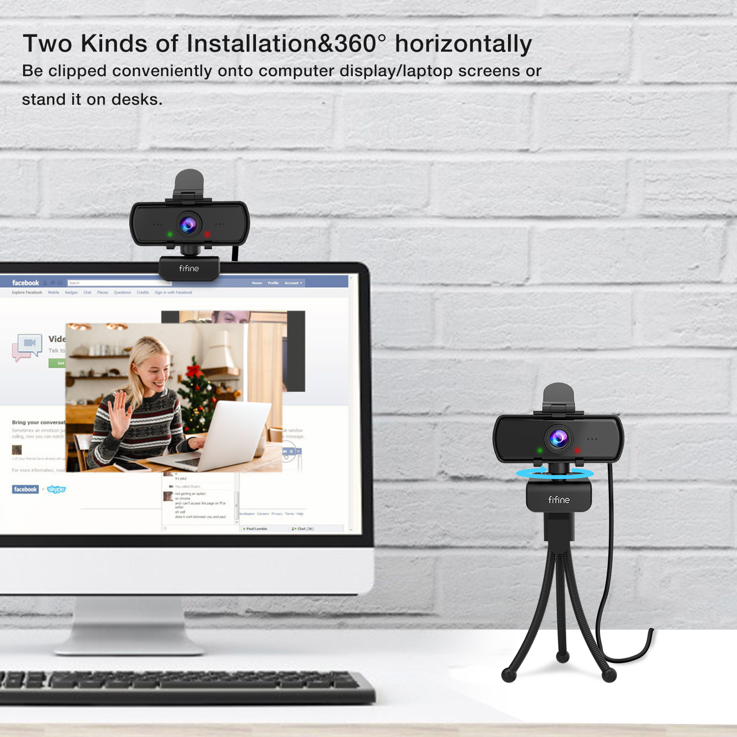 Kamera internetowa FIFINE 1440p Full HD PC z mikrofonem, statywem, do komputerów stacjonarnych i laptopów USB, kamera internetowa do transmisji na żywo do rozmów wideo-K420