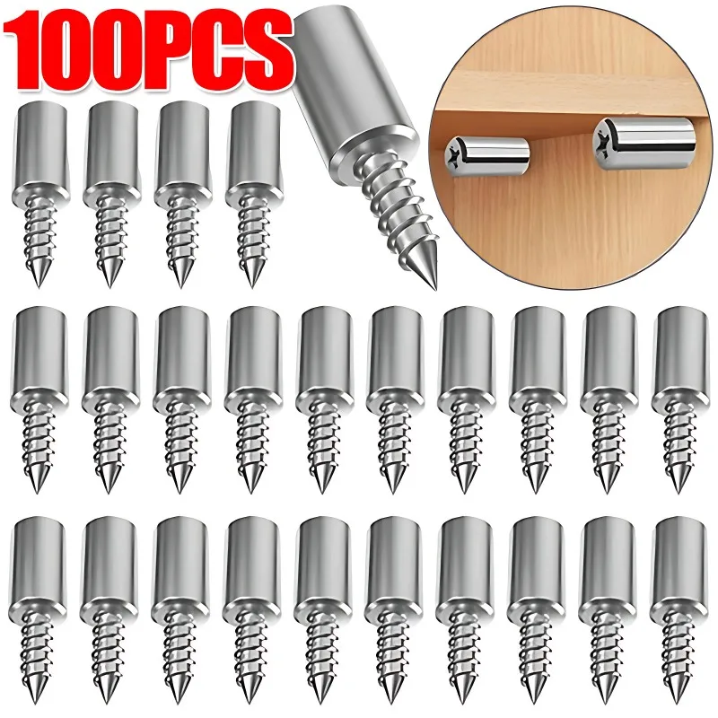 Soporte de placa de capa de tornillo autorroscante, soportes de tabique para armario, clavijas de soporte de estante de tornillo fijo con funda antideslizante, 100/10 Uds.