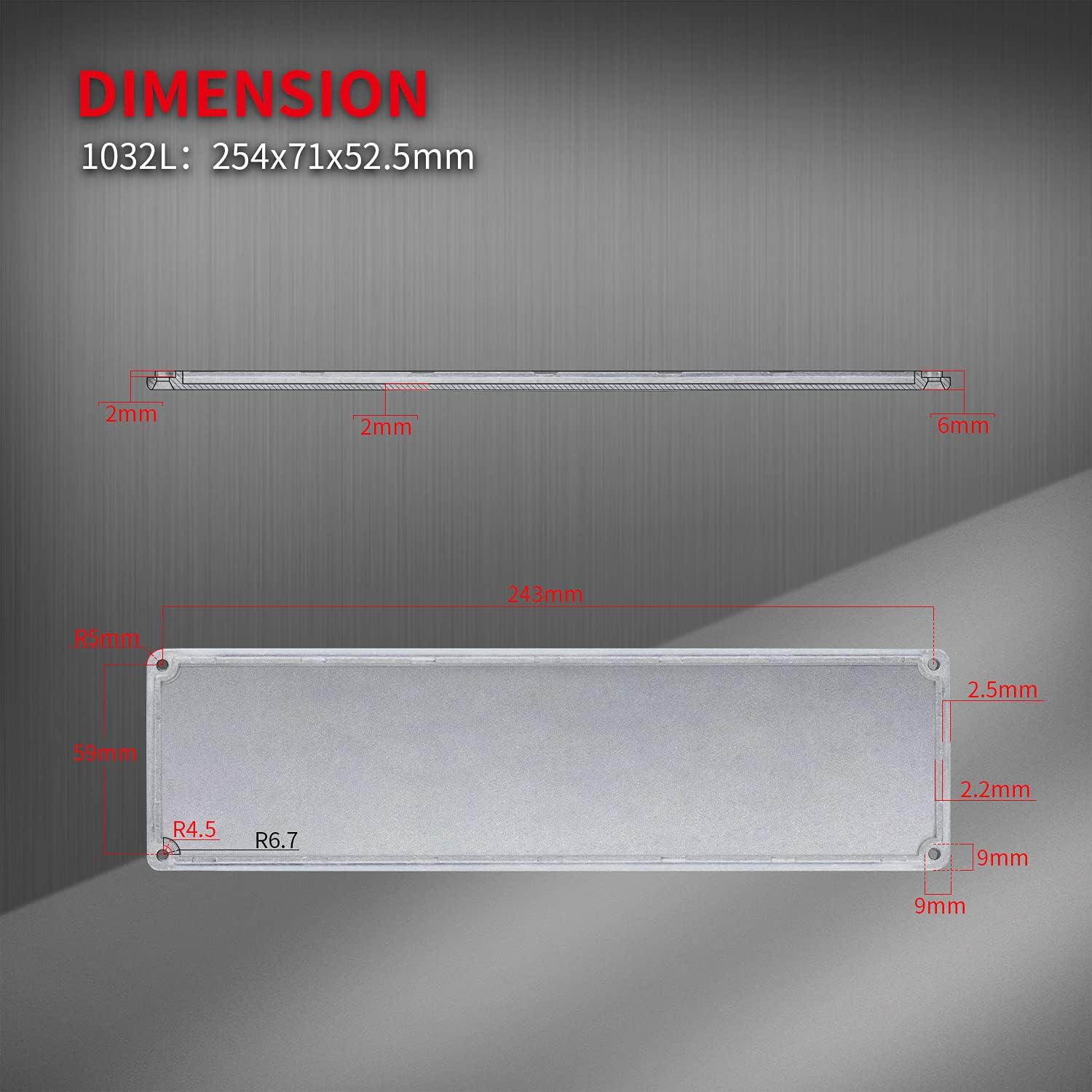 DAIERBUM 1032L Looper Gitarrenpedalgehäuse, Druckguss-Aluminium-Effekte, Stompbox, blanko, DIY, 254 x 71 x 52,5 mm