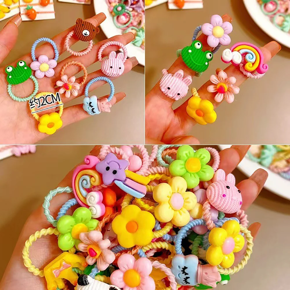 50/100 peças de laços de cabelo fofos para meninas, alta elasticidade, não machuca o cabelo, corda de cabelo doce para meninas, crianças