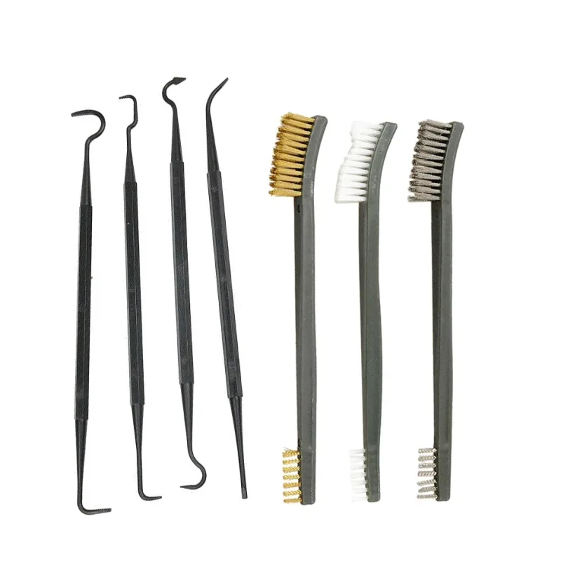 ﻿    7PCS Kit di pulizia del fucile 3PCS Spazzola 4PCS Set di prelievo in nylon Kit di pulizia universale per pistola da caccia Strumento di pulizia della pistola tattica del fucile
