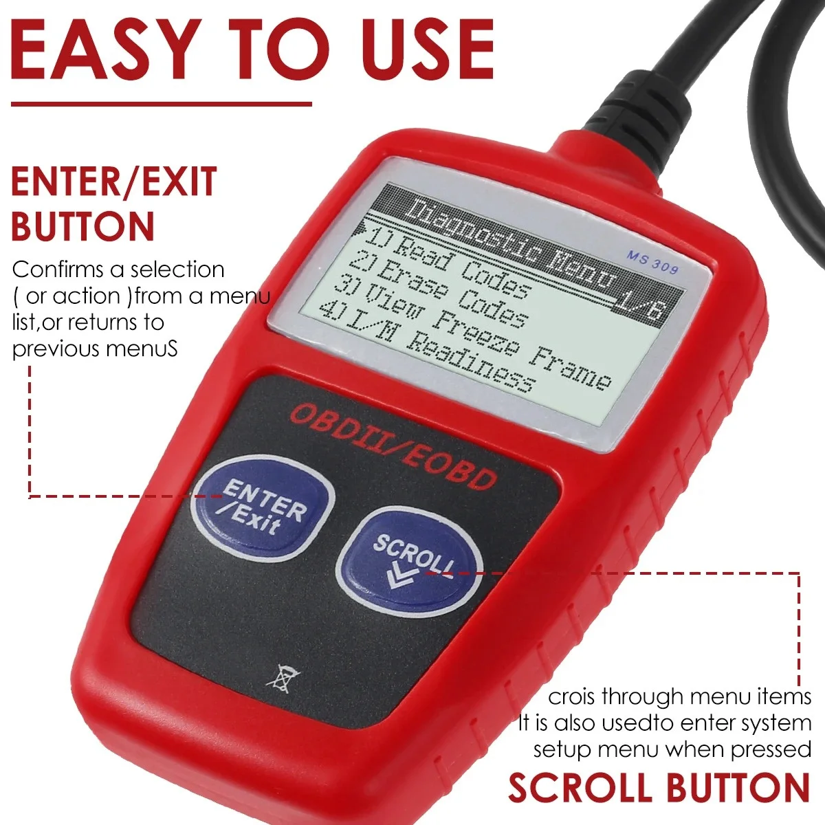 Instrumento de diagnóstico de fallos de coche Obd2, códigos de fallos claros, herramientas de escaneo de diagnóstico, versión Universal, 1 ud.