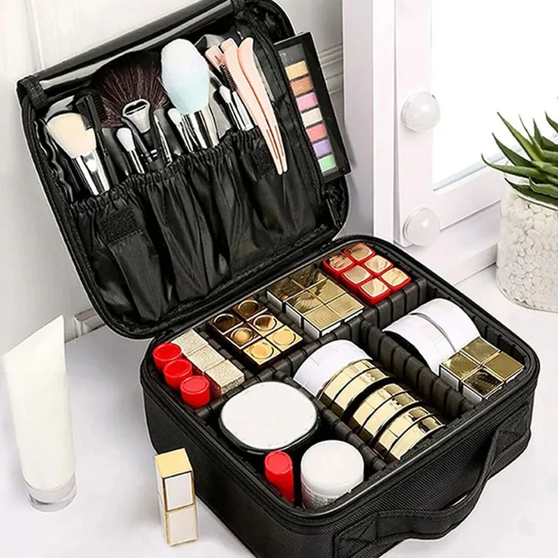 Women New Makeup Bag Travel Professional Makeup Box Waterproof Necessary Beauty Brush Embroidery Tool Storage Cosmetic Case