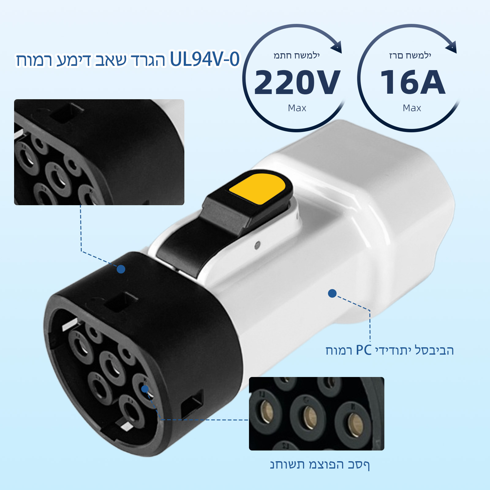EVqiaoyi TYPE2 V2L Ontlading Plug 16A Elektrische auto adapter met israel socket Outdoor Power Station voor BYD MG KIA Jaecoo j7