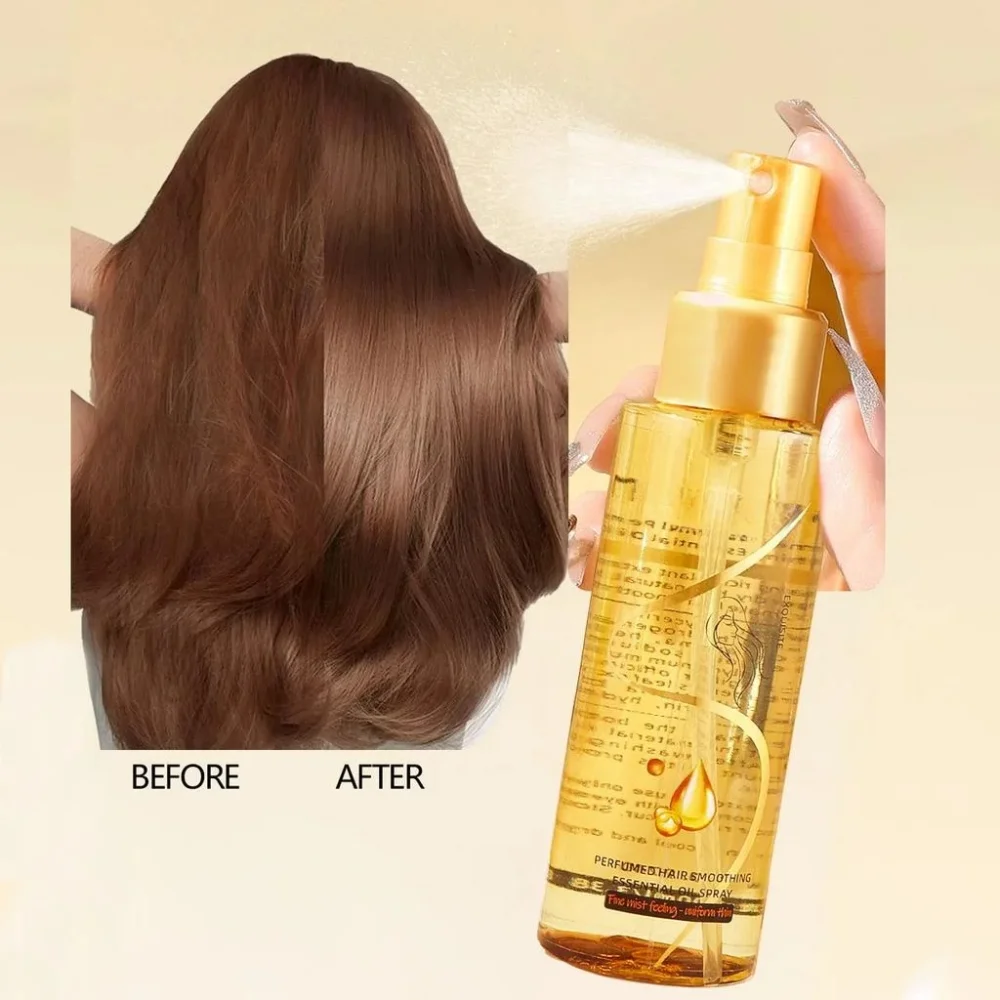 Spray de óleo essencial para cuidados capilares, nutritivo e reparador, acabamento suave e brilhante, fragrância de longa duração, fácil uso para todos os tipos de cabelo