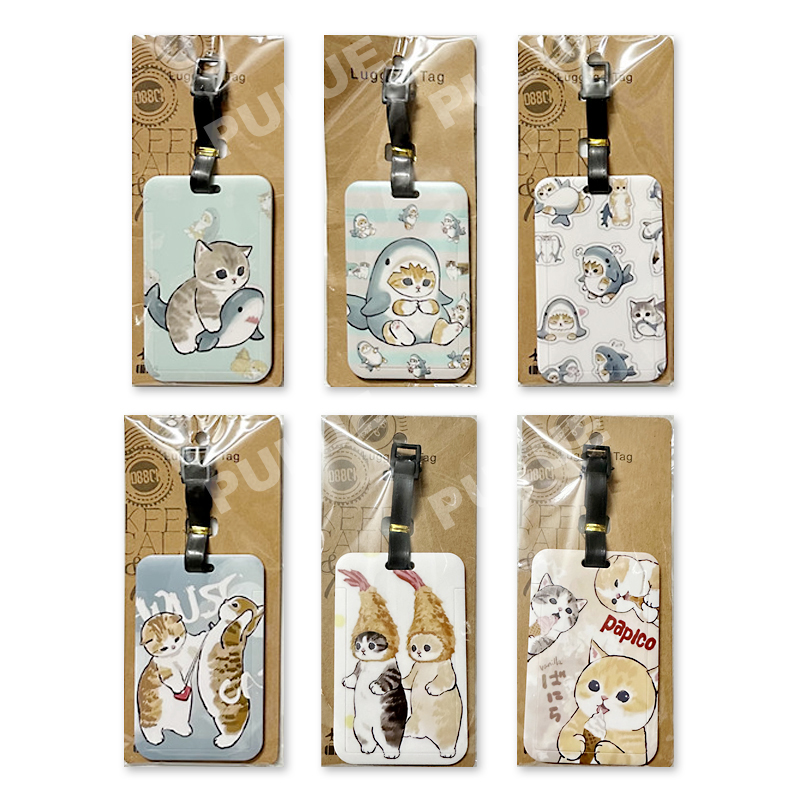 Etiqueta de equipaje de dibujos animados Cat Shark, accesorios de viaje, etiqueta de equipaje de embarque, soporte de tarjeta de autobús, cubierta portátil antipérdida, etiqueta de identificación de maleta