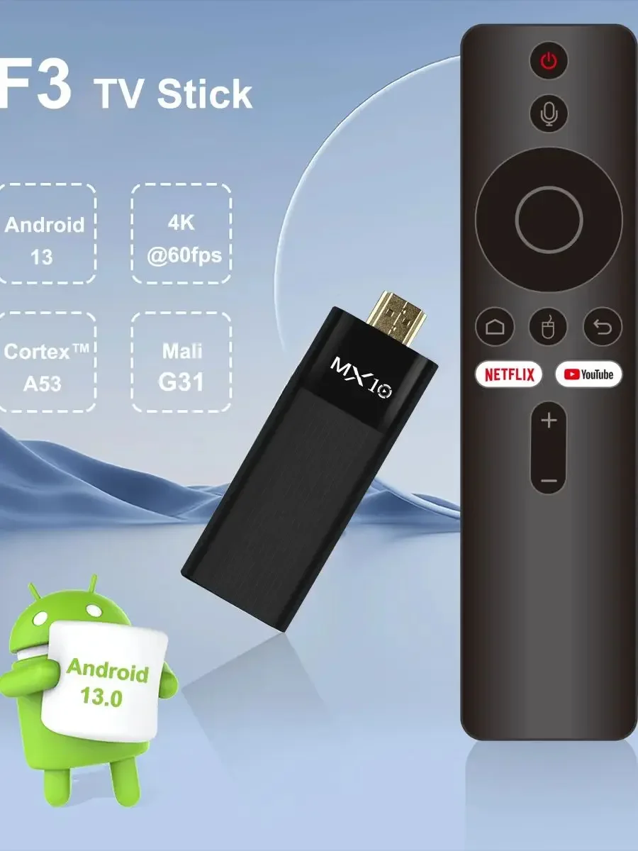 MX10-F3 WI-FI 6 Android 13 TV box 2.4/5g dual wifi support 8K decode display set top box