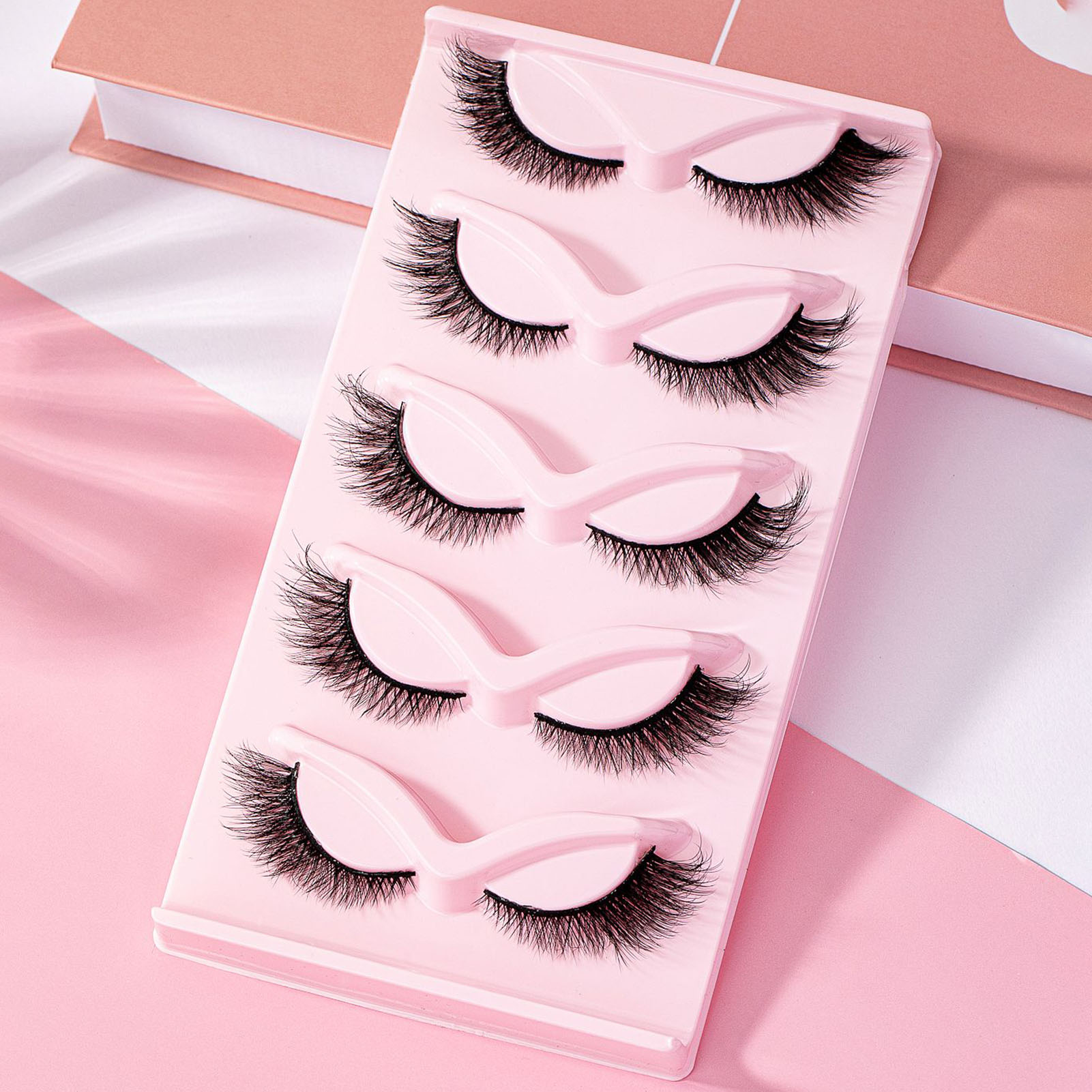 5 Pairs Realistic False Eyelashes Well Bedded Lengthening Wisps Lashes for Women and Young Girls