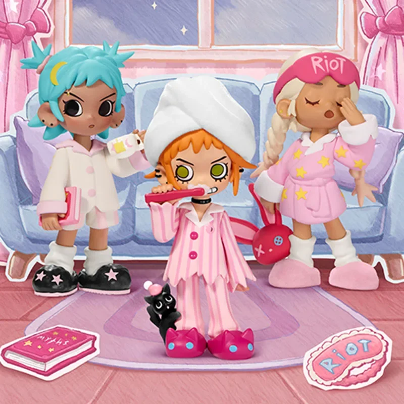 POP MART Lil Peach Riot SLEEPOVER Series слепая коробка игрушки Kawaii аниме фигурка-сюрприз Mystery Box куклы подарок для девочек