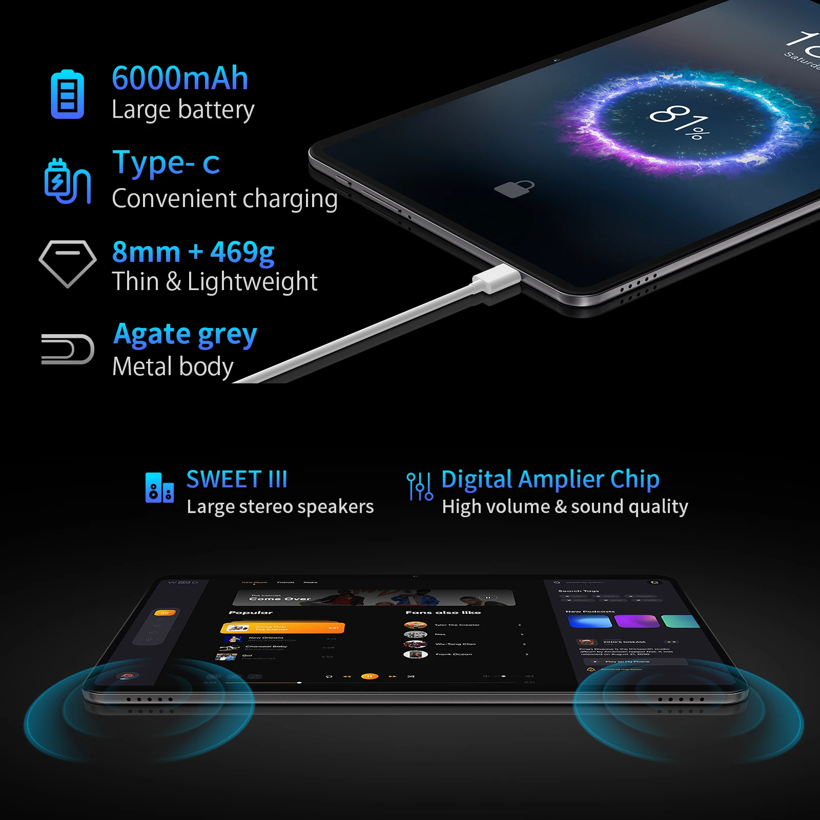 Teclast t40s 128 Zoll Tablet max 16GB RAM 2000 GB ROM MT8183 Octa-Core 1200x2k fhd 13mp/5mp Typ-C GPS Android 12