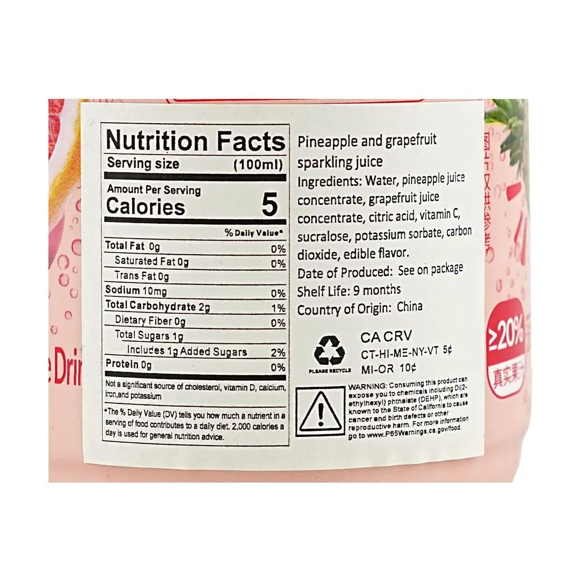 [7Packs] DU LE Pineapple Grapefruit Sparkling Juice , 13.53 fl oz*7Packs