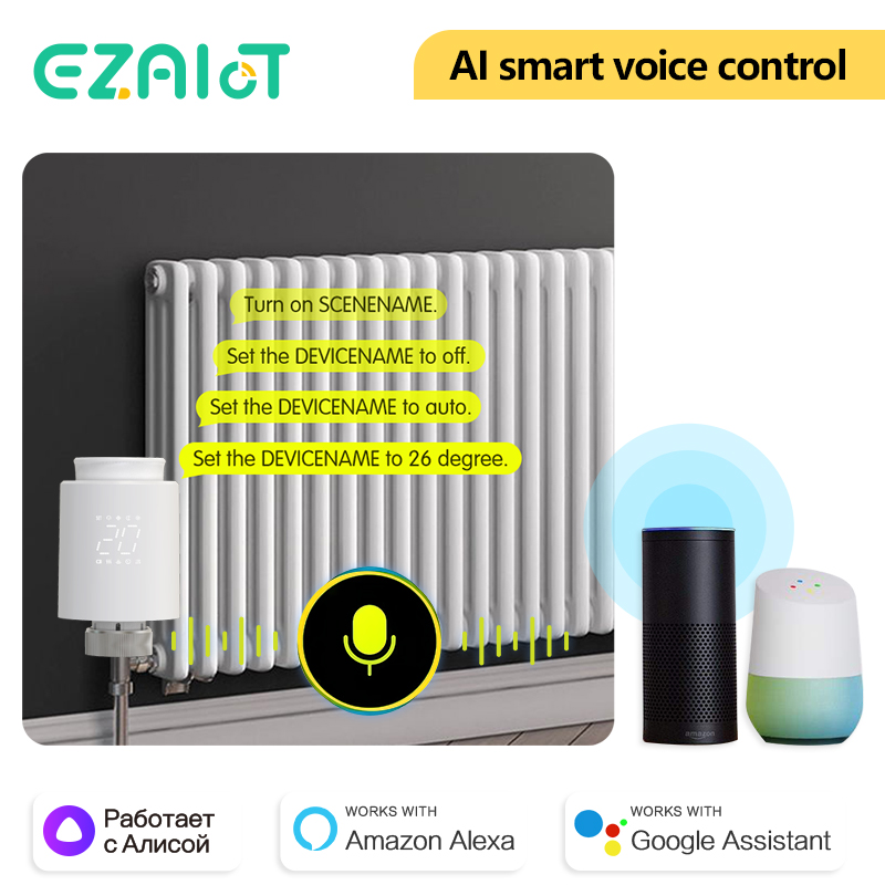 Умный термостат TRV, радиаторный клапан, Zigbee/WiFi, приводная головка Tuya, пульт дистанционного управления температурой, голосовое управление, Alexa Google Home