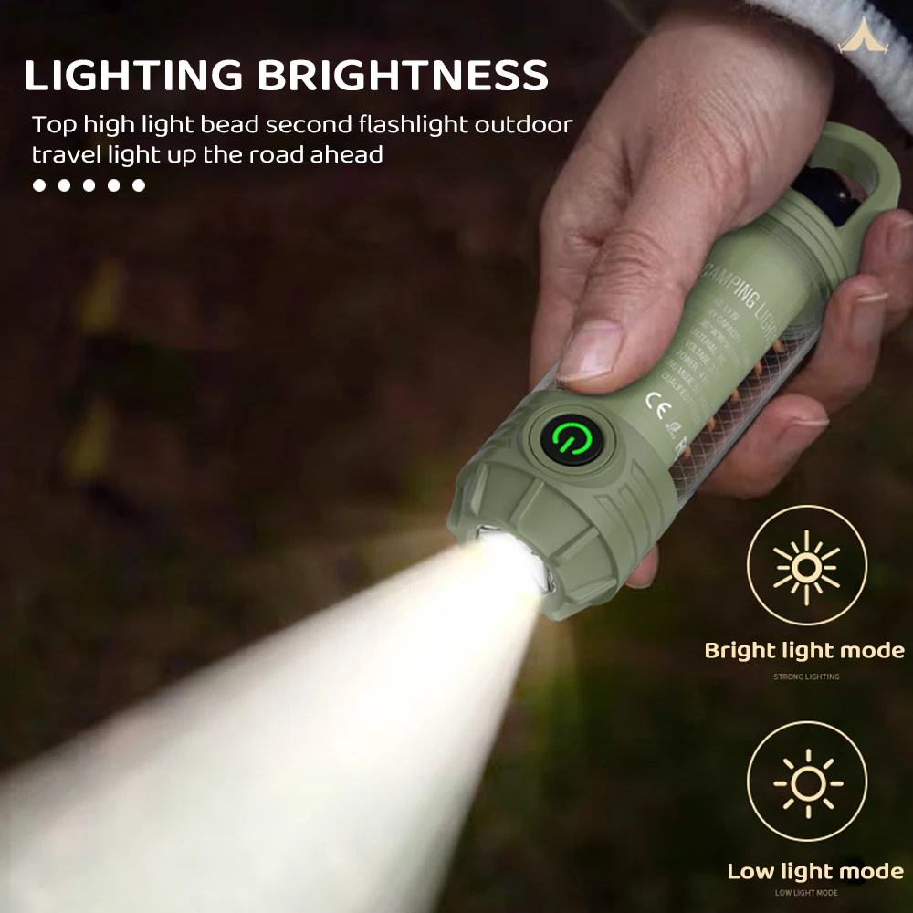 Clearance_LED Camping Lantern Multi Functional Flashlight Portable Super Bright Torch Tent Lamp Emergency Light with Hook Outdoo