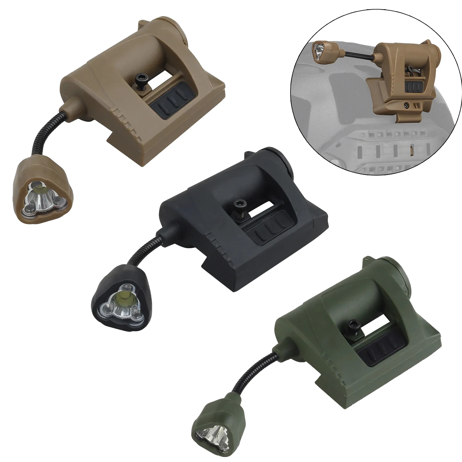 Luce per casco tattico 3 modalità Torcia a LED Illuminazione notturna per esterni per caccia laser Lampada per casco da pesca in bicicletta militare