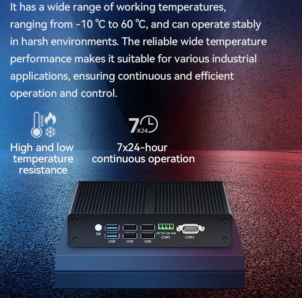 Fanless Industarial Mini PC Intel N100 4x 2.5G Ethernet RS485 RS232 6x USB M.2 Slot Expansion Windows Linux OpenWrt RouterOS