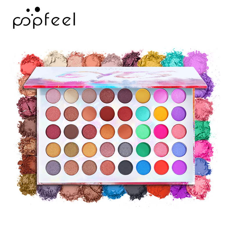 Paleta de sombras POPFEEL Color Studio, paleta de maquiagem altamente pigmentada de 40 tons foscos e brilhantes, à prova d'água misturável