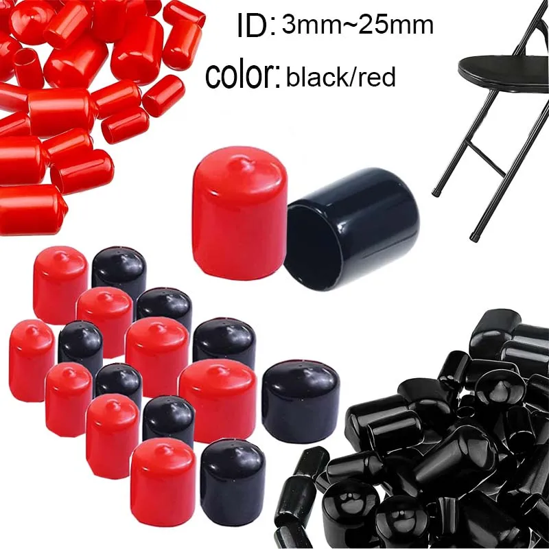 50pcs 3-25mm PVC Vinyl Sealing Cap Rubber Hose End Cap Silicone Plug Silicone Sleeve Protective End Cap Seal Assortment Kit