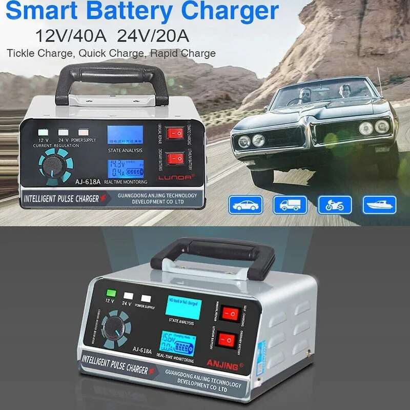Grote power 400W batterijlader 12V/24V auto-acculader druppel slimme pulsreparatie voor auto-suv vrachtwagenboot