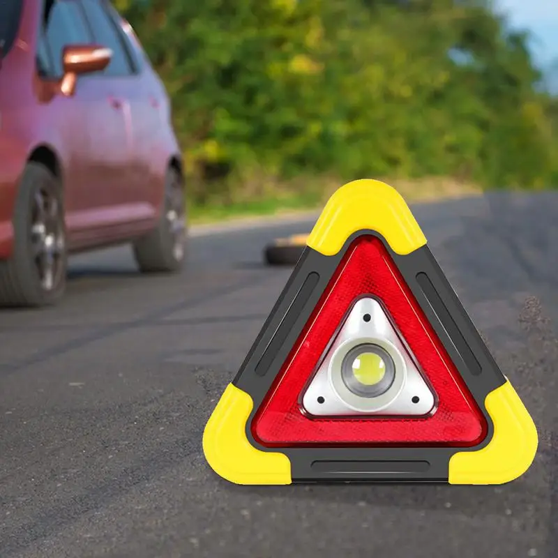 LED Triangle Lights Solar-Powered 2-in-1 Solar Road Triangles Portable Safety Triangle LED Work Light 4 Modes Warning Light For