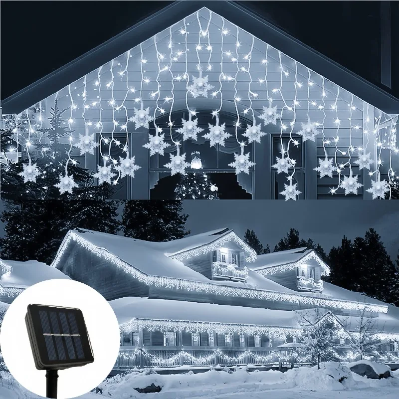 2026 Luci solari a fiocco di neve per esterni per Natale, giardino, patio, feste, casa, vacanze, decorazioni per celebrazioni di Capodanno