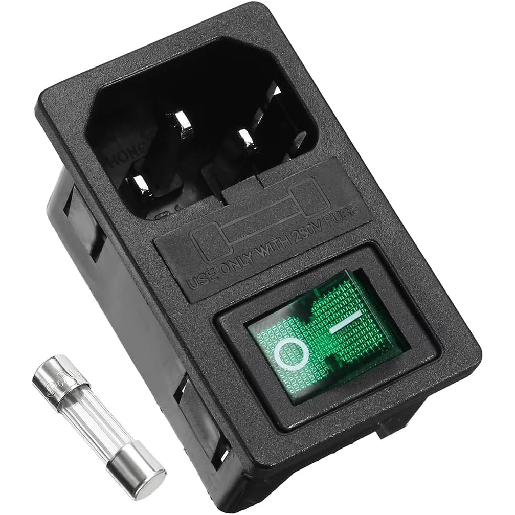 3 pinos iec320 c14 entrada macho tomada de alimentação luz vermelha barco rocker switch com suporte fusível fonte da lâmpada néon jack conector