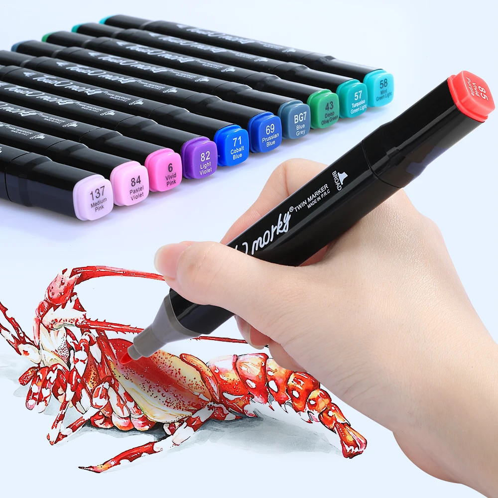30/40/60/80 สีแอลกอฮอล์ Felt Markers ปากกา Dual Tip ถาวรศิลปิน Art โรงเรียน Manga Sketching Markers นักเรียนของขวัญ