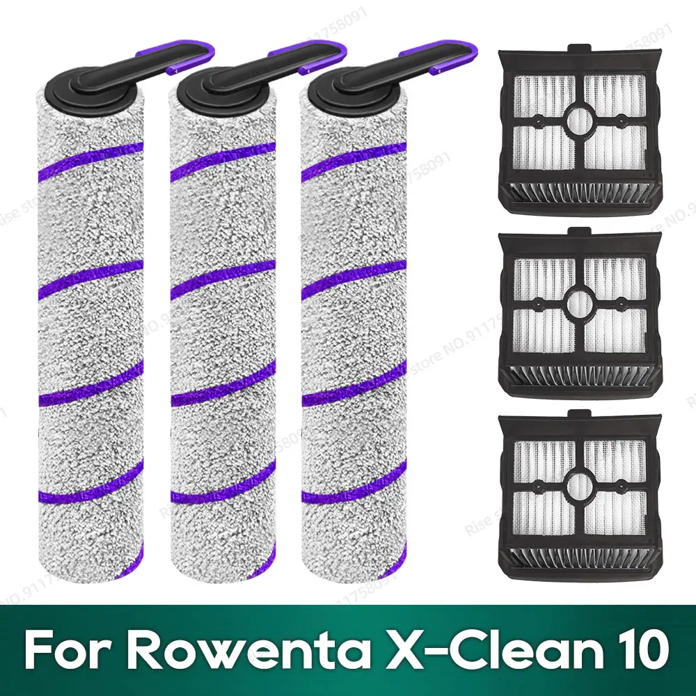 Compatible con Rowenta x-clean 10, Tefal x-clean 10, accesorios para fregona al vacío, cepillo giratorio, piezas de repuesto de filtro Hepa