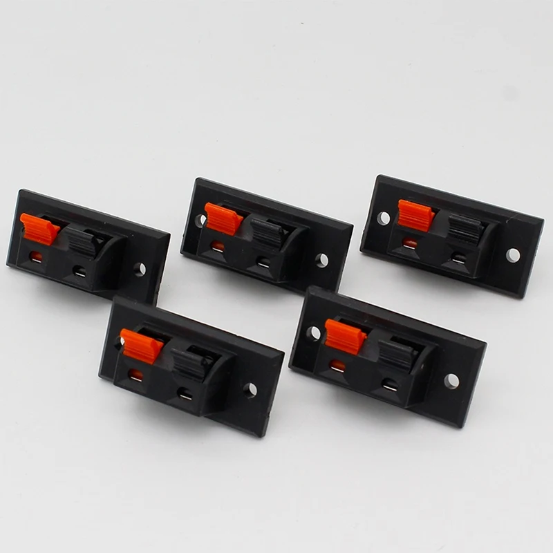 5 pz 2 posizioni connettore terminale push in jack carico a molla 2 vie 2 pin molla push rilascio terminali per altoparlanti audio domestici