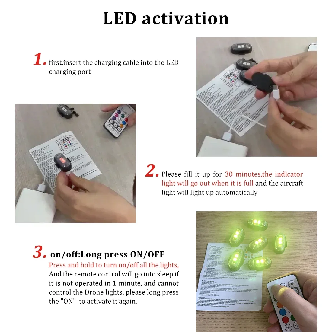 Wireless Remote LED Strobe Light Car Motorcycle Bike Warning Decor Lamp USB Rechargeable Aircraft Indicator 8 Colors Car Lights