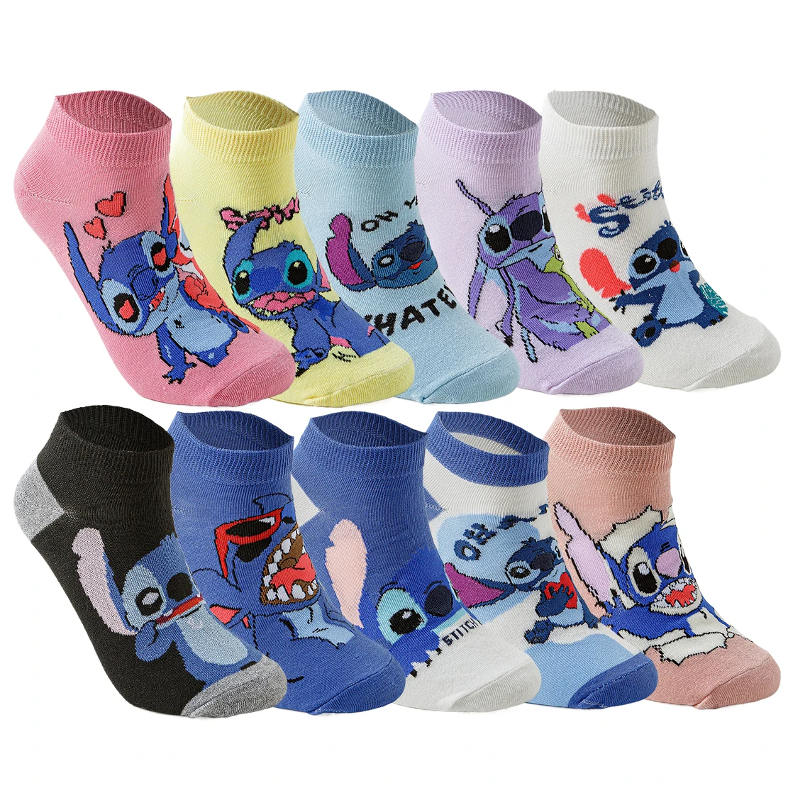 10 par miniso disney lilo stitch skarpetki Cartoon Anime skarpetki dla mężczyzn kobiety Hip Hop moda uliczna nowość krótkie skarpetki w łódkę