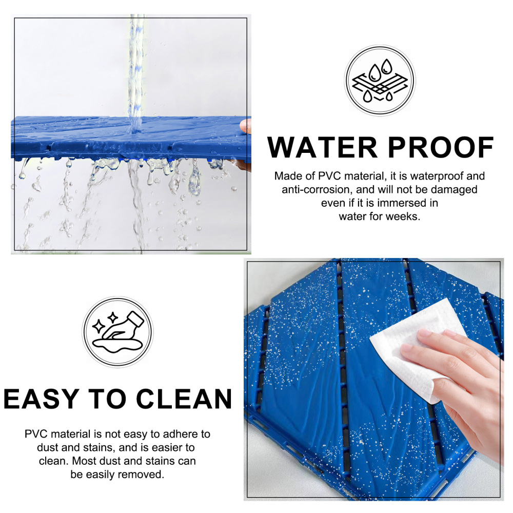 Plastic Interlocking Tiles, 44 Patio Tiles, 12" x 12" for Poolside Balcony Backyard Patio Deck Tiles, Blue