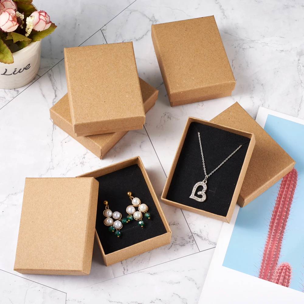 12 Chiếc Tông Bộ Trang Sức Tặng Vòng Cổ Vòng Tay Bông Tai Tặng Bao Bì Hộp Với Xốp Bên Trong Hình Chữ Nhật