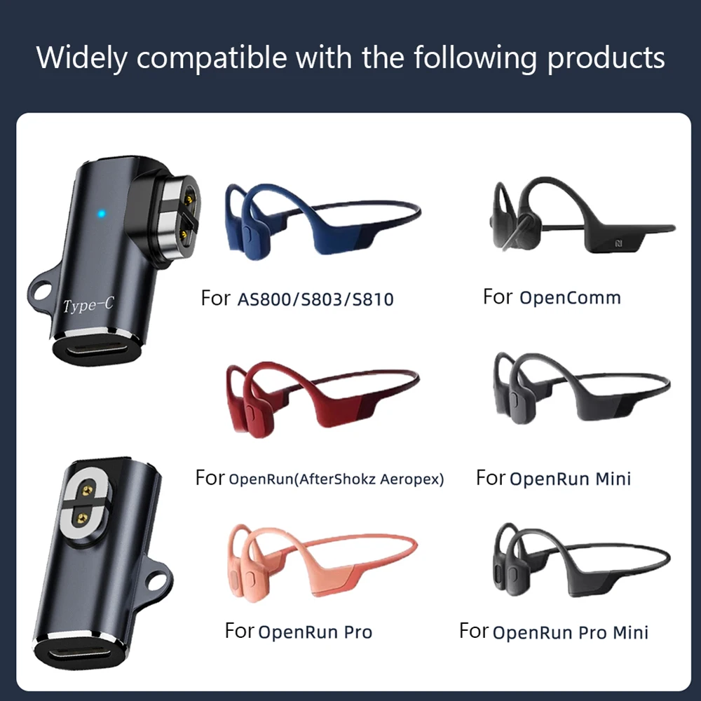 USB C/dla iOS na adapter magnetyczny Adapter ładowarki Adapter kabla ładującego dla AfterShokz OpenRun Air/Pro/Aeropex AS800 S803